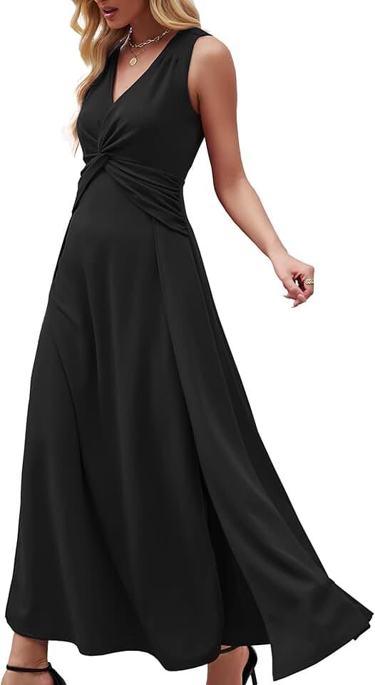 Wedding Guest Dresses for Women 2024 V Neck Formal Dresses for Women Sleeveless Evening