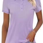 TFSDOD Womens Golf Polo Shirts Collared Short Sleeve T Shirt Lightweight Moisture Wicking Polo Casual 3 Buttons Outfits