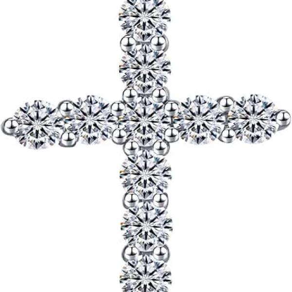 Moissanite Cross Necklace for Women Men,1.2-1.6 Carat Moissanite Didamond D Color (VVS1),18K Gold