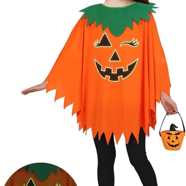 Halloween Pumpkin Costume for Women Kids,Glow in the Dark Adult Halloween Costume with