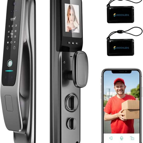 3D Face Recognition Smart Door Lock,Contactless Entry Smart Lock with Video Doorbell Camera,WiFi