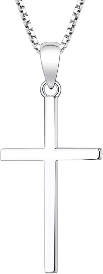 YL Cross Necklace 925 Sterling Silver Halo Cross Pendant Birthstone Religious Jewelry for Women