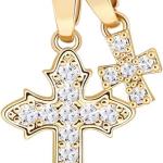 Cross Necklace for Women,18K Gold Plated CZ Cross Pendant Necklace,Double Cross Necklace with Gold