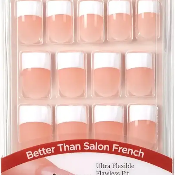 KISS Salon Acrylic Press On Nails, Nail glue included, 'Sugar Rush', French, Medium Size, Square