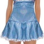 Womens Halloween Dorothy Dress Up Costume Sleeveless Lace Plaid Mini Dress Wizard of Halloween