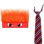 2 Pcs Halloween Costume Red Fire Wig Hairy Headband Red Striped Ties Movie Characters Halloween