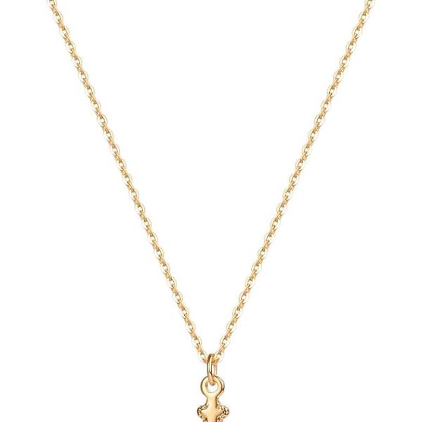 MEVECCO Gold Dainty Cross Necklace 18K Gold Plated CZ Turquoise Faith Pendant Necklace Minimalist