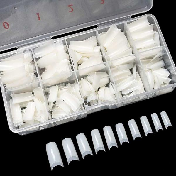 500PCS Half Cover False Nails Tips - Acrylic Nail Tips, krofaue 10 Sizes Lady French Style Acrylic