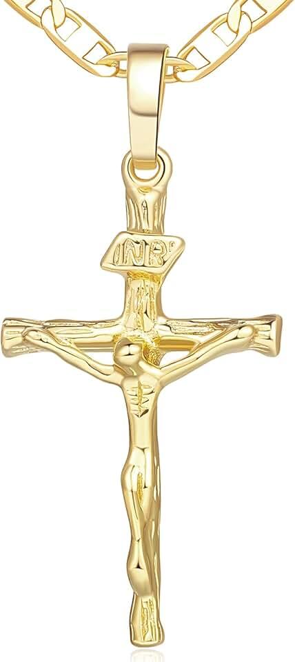 Cross Necklace 14K Gold Cross Necklaces for Women Crucifix Necklace Gold Cross Pendant 45cm