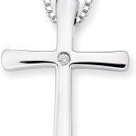 Boston Bay Diamonds .925 Sterling Silver Cross Pendant Necklace with Genuine Diamonds |