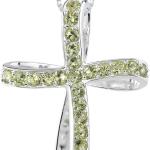 PEORA Peridot Cross Pendant Necklace for Women 925 Sterling Silver, Natural Gemstone, 1.50 Carats