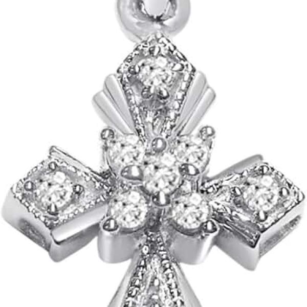 1/10 CTTW Diamond Cross Pendant in 10KT White Gold