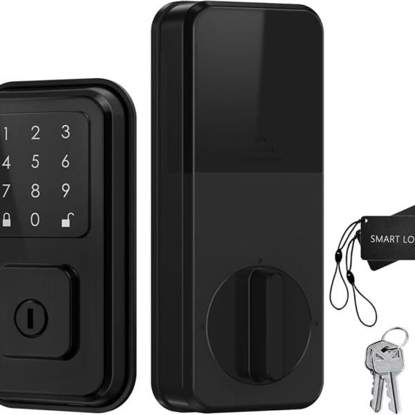 Keyless Entry Door Lock, Touchscreen Smart keypad deadbolt Lock with Fob, Passcode, Keys Unlock,