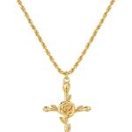 Cross Necklace for Women 14K Gold Plated Birth Flower Necklaces Rope Cross Pendant Fashion Gold