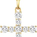 S.Leaf Cross Necklace for Women Cross Chain Necklace Sterling Silver Cubic Zirconia Gold Cross