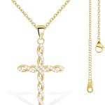 Christian Faith Cross Necklaces for women, Cubic Zirconia Pendant 14K Gold Plated Choker Necklaces,