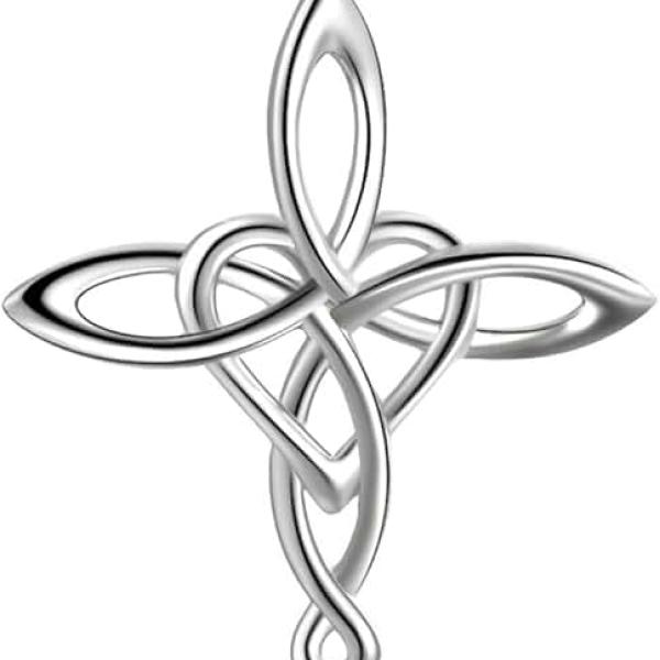 Celtic Knot Cross Pendant Necklace Sterling Silver Religious Irish Infinity Love Heart Irish