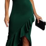 Women's Elegant Bodycon Midi Dress Ruffle Sleeveless Cocktail Party Evening Mermaid Long Dresses