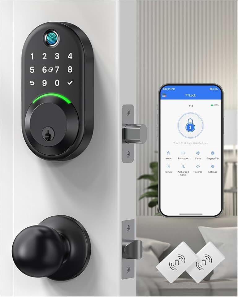 Keypad Smart Lock with Knob Set,Keyless Entry Door Lock Deadbolt with Handle,Front Door Lock