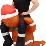 Inflatable Gingerbread Costume Christmas Inflatable Costume for Adults, Blow Up Ride On Gingerbread