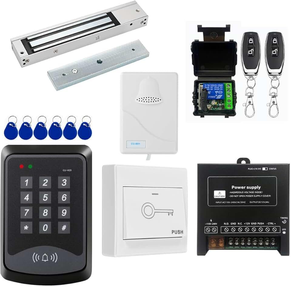 Door Access Control System RFID Keypad 600lb Electric Magnetic Door Lock Kit with Exit Button