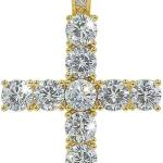 JINAO Cross Chain for Men Gold Cross Necklace 14K Gold Plated Large Nail Cross Chain Iced out CZ