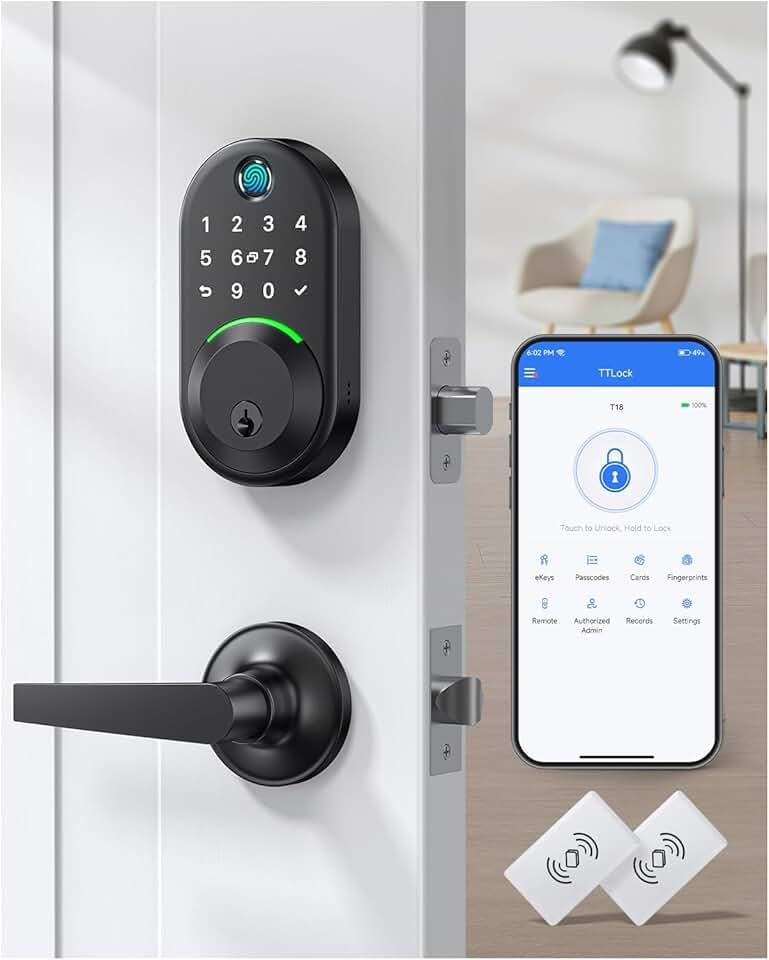 Keypad Smart Lock with Handle Set, WiseGear Keyless Entry Door Lock Deadbolt, Front Door Lock Set,