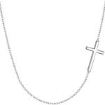 EVER FAITH 925 Sterling Silver Simple Sideways Cross Pendant Choker Necklace Birthday/Mothers