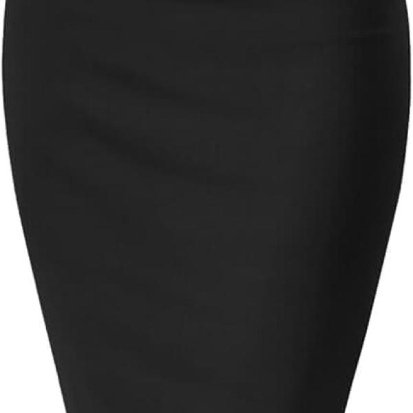 Hybrid & Company Women Premium Nylon Ponte Stretch Office Pencil Skirt High Waist Made in The USA Below Knee