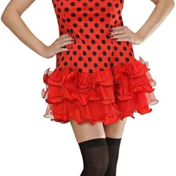 Women Halloween Bee Cosplay Dress Outfit Sleeveless Striped/Dots Print Ladybug/Bee Costume+Hair