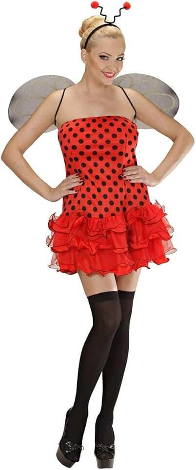 Women Halloween Bee Cosplay Dress Outfit Sleeveless Striped/Dots Print Ladybug/Bee Costume+Hair