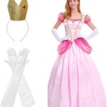 Princess Peach Costume Adult Women Dress for Halloween Cosplay Dress Up