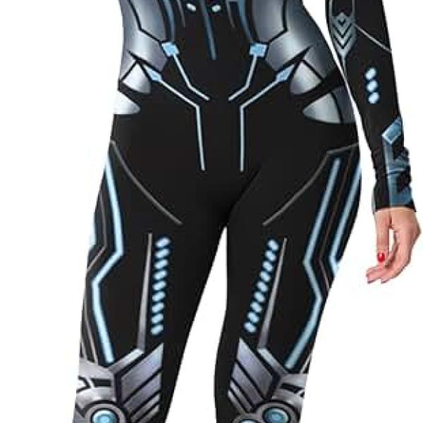 Robot Bodysuit for Women 3D Print Full Body Mechanical Jumpsuit Halloween Cosplay Costume