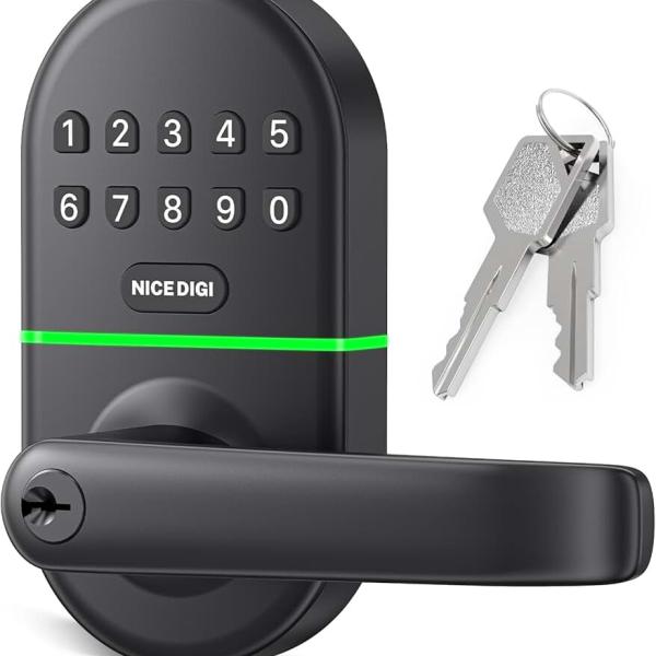 Smart Keypad Door Lock with Handle: Keyless Entry Door Lock for Front Door - Electronic Digital