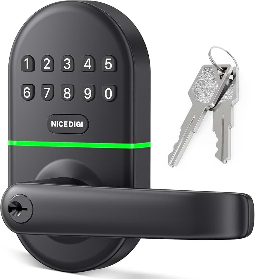 Smart Keypad Door Lock with Handle: Keyless Entry Door Lock for Front Door - Electronic Digital