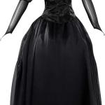 Womens Dolores Costume Black Dress Retro Gothic Raven Long Dress Cosplay 4CPs Outfits for Halloween