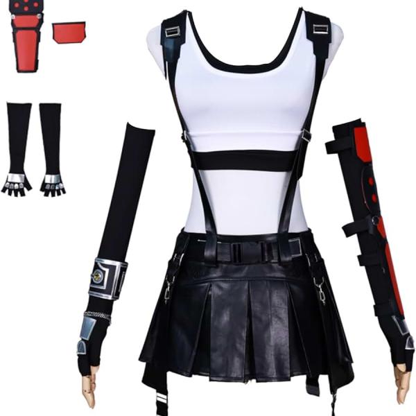 FF-7 Tifa Lockhart Cosplay Costume Tops Skirt Gloves with Accessories Full Set Suit Role Play