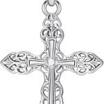 Diamond Cross Necklace for Women Men 925 Sterling Silver Cross Pendant with Lab Grown Diamond