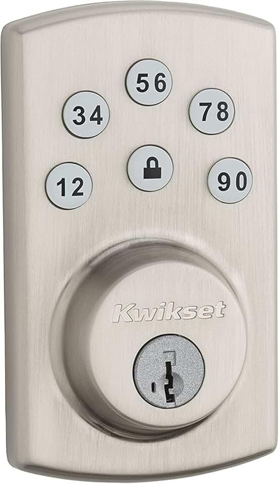 Kwikset Powerbolt 907 Keyless Entry Deadbolt Electronic Door Lock, 6 Button Keypad, Auto Locking,