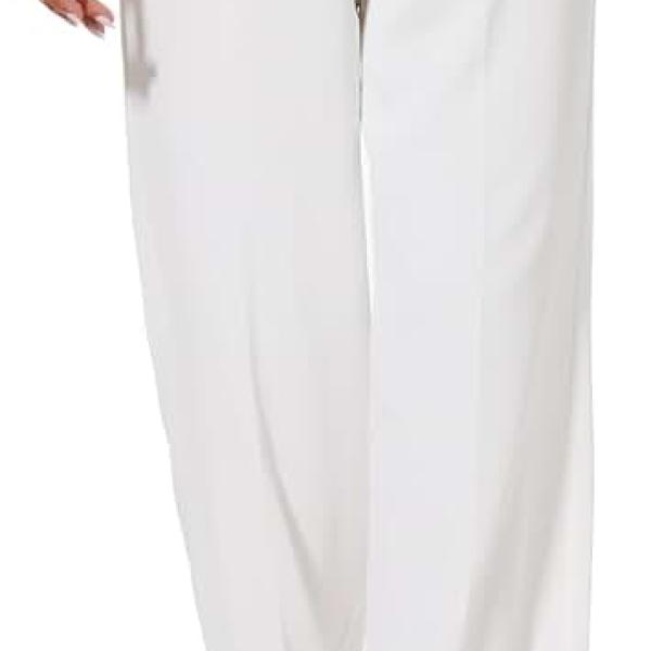 FUNYYZO Women Suit Pants Wide Leg Pants High Elastic Waisted in The Back Business Work Trousers Long Straight