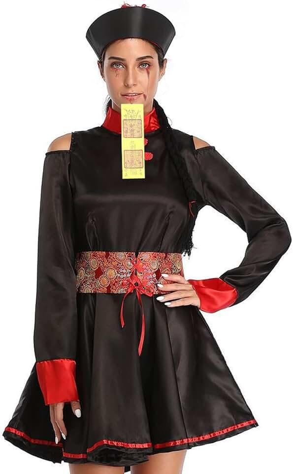 Zombie Costume Halloween Costumes Chinese Zombie Costume Print Classic Red Black Qing Dynasty