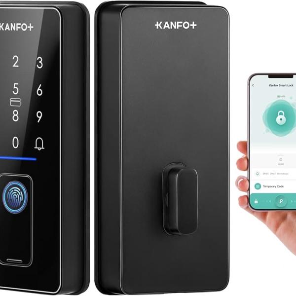 Keyless Entry Door Lock, Smart Lock for Front Door with Doorbell, Fingerprint Door Lock with APP