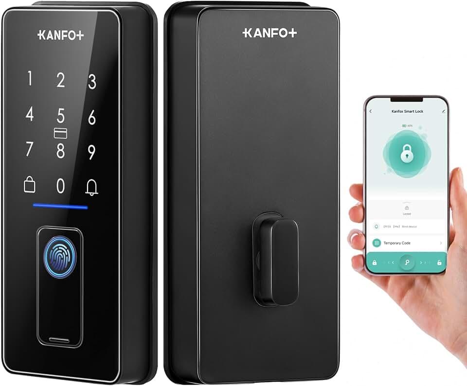 Keyless Entry Door Lock, Smart Lock for Front Door with Doorbell, Fingerprint Door Lock with APP