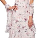 Women's Sleeveless Printed Chiffon Dress with Shawl