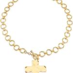 MQV Cross Necklace Chunky Statement Gold Cross Pendant Necklace Hammered Bold Cross Necklace Thick