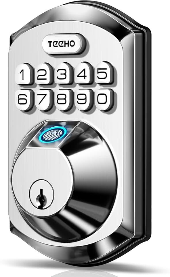 TEEHO TE002 Fingerprint Door Lock - Keyless Entry Door Lock - Electronic Keypad Deadbolt Lock -