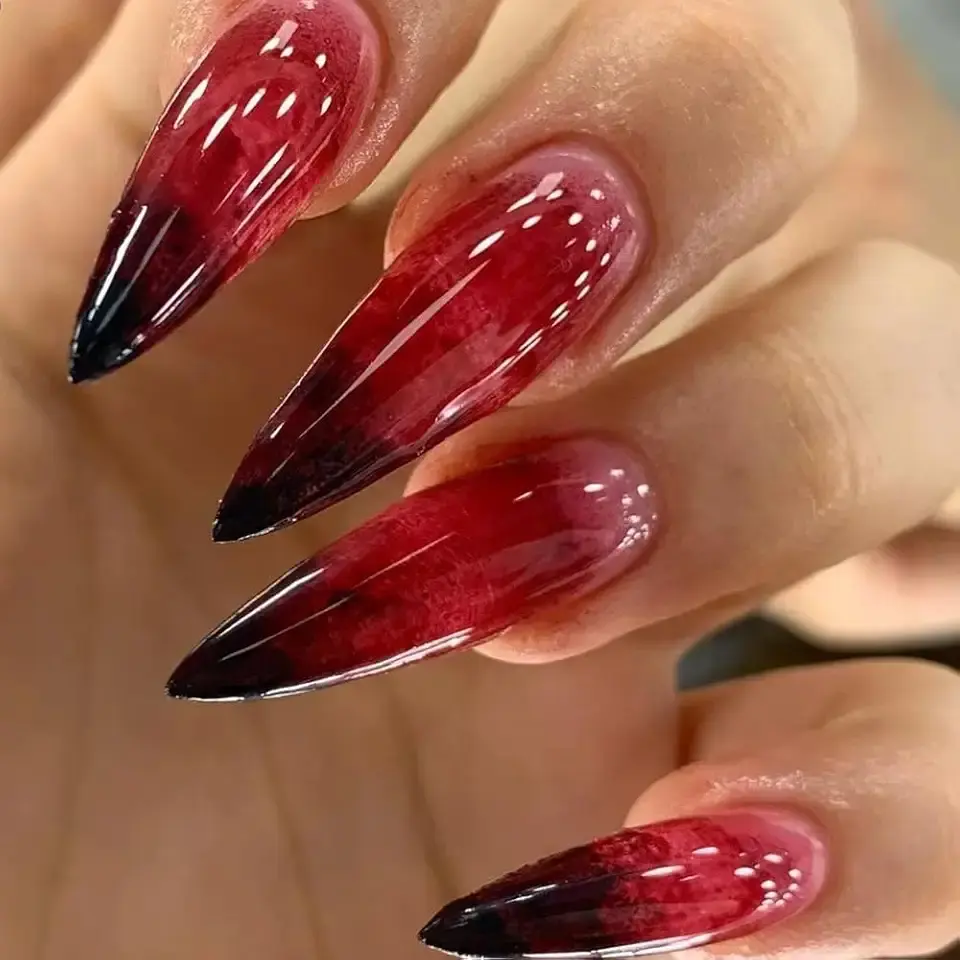 24Pcs Halloween Press on Nails Long Stiletto Fake Nails with Blood Design Halloween Glue on Nails