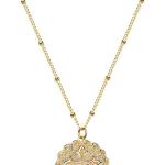 VACRONA Coin Necklace 18k Gold Plated Vintage Textured Medallion Coin Pendant Round Circle Disk