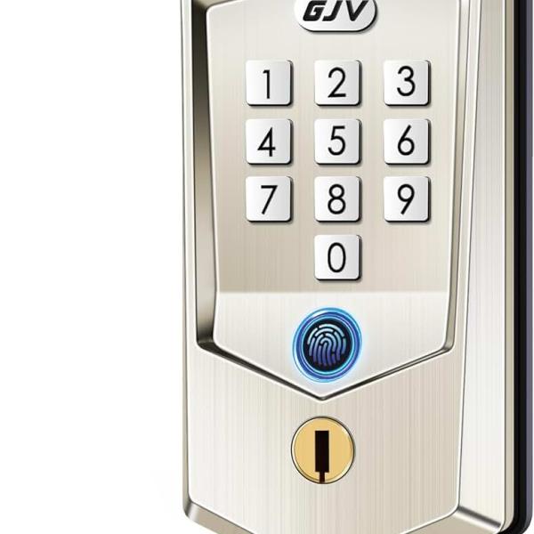 Keyless Entry Door Lock, GJV Fingerprint Door Lock, Smart Door Lock for Front Door, Keypad Deadbolt