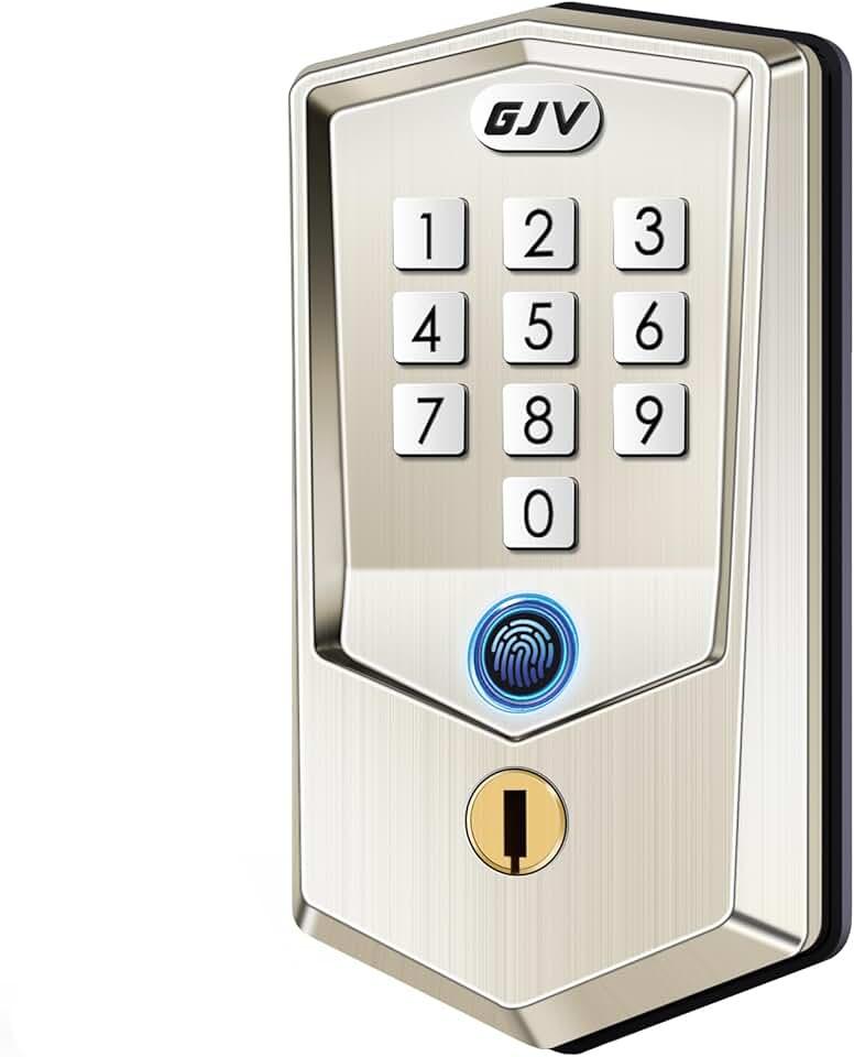 Keyless Entry Door Lock, GJV Fingerprint Door Lock, Smart Door Lock for Front Door, Keypad Deadbolt